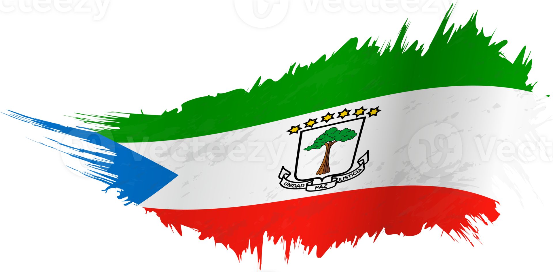 Flag of Equatorial Guinea in grunge style with waving effect. png