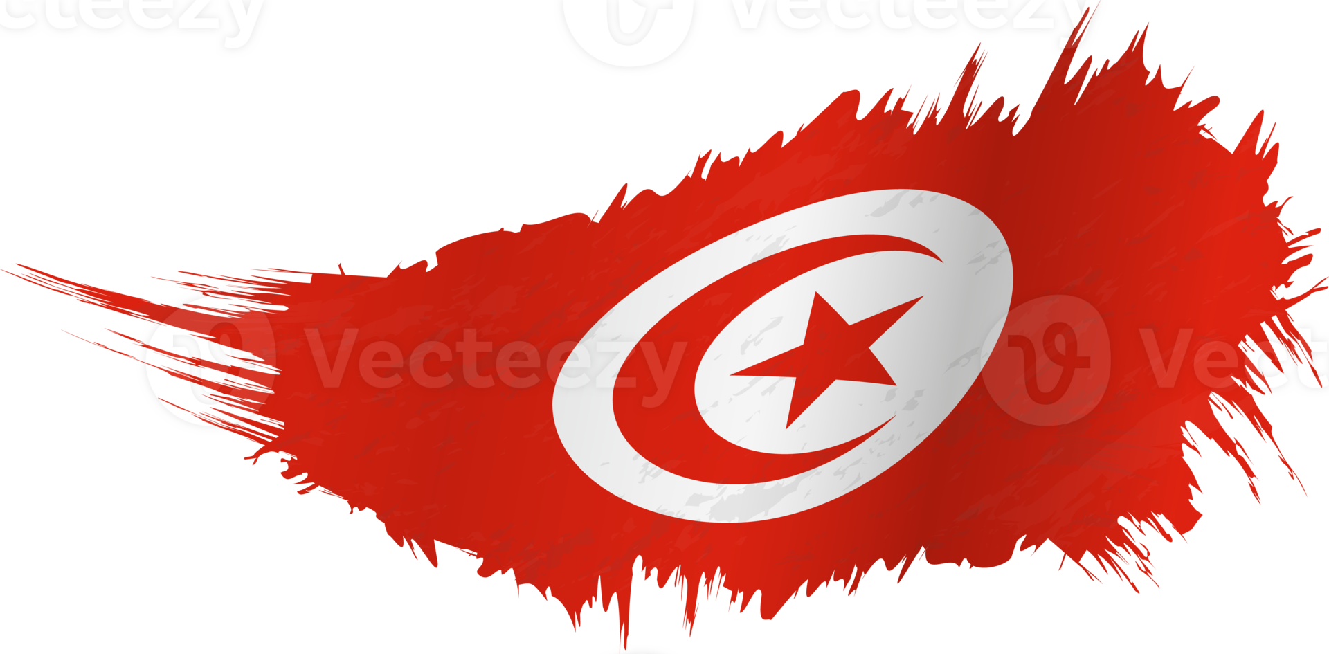 Flag of Tunisia in grunge style with waving effect. png