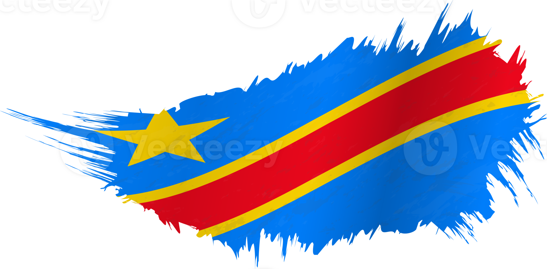 Flag of DR Congo in grunge style with waving effect. png