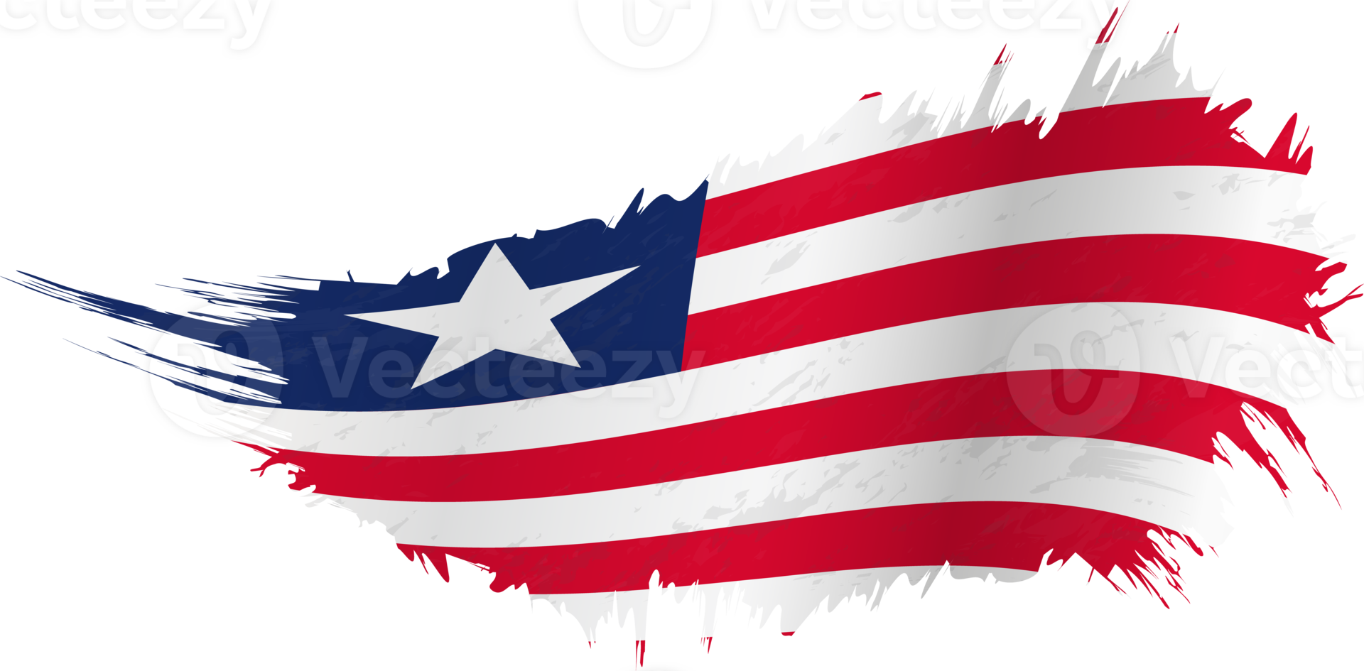 Flag of Liberia in grunge style with waving effect. png