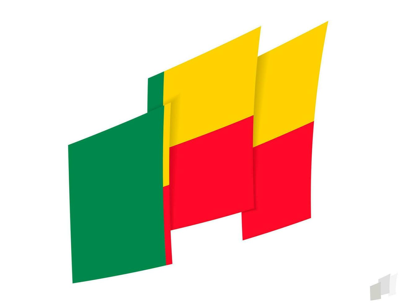 Benin flag in an abstract ripped design. Modern design of the Benin flag. vector