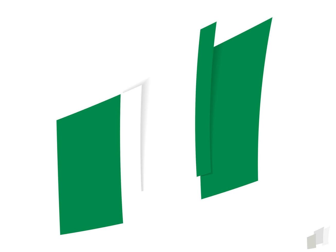 Nigeria flag in an abstract ripped design. Modern design of the Nigeria flag. vector