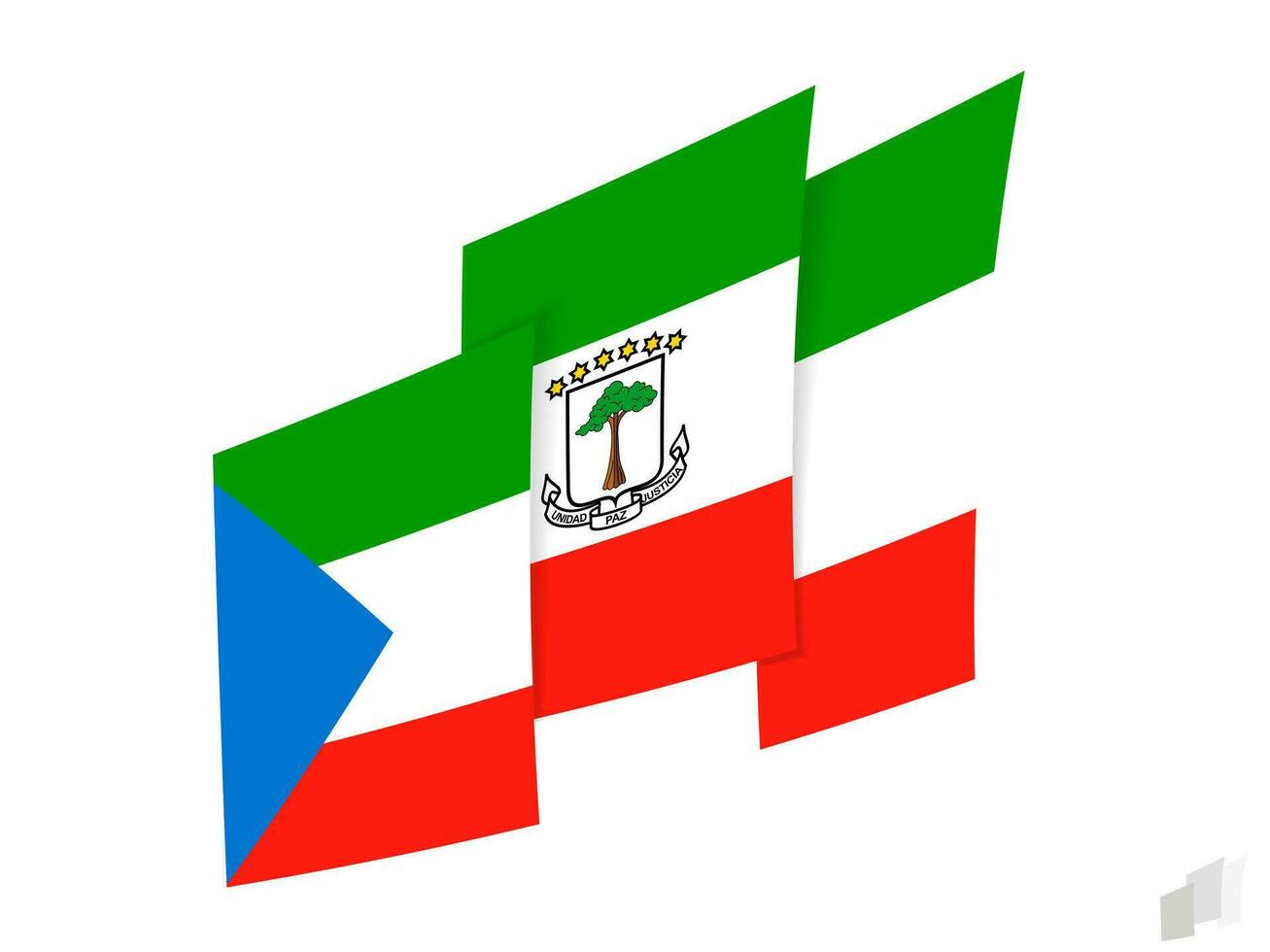 Equatorial Guinea flag in an abstract ripped design. Modern design of the Equatorial Guinea flag. vector