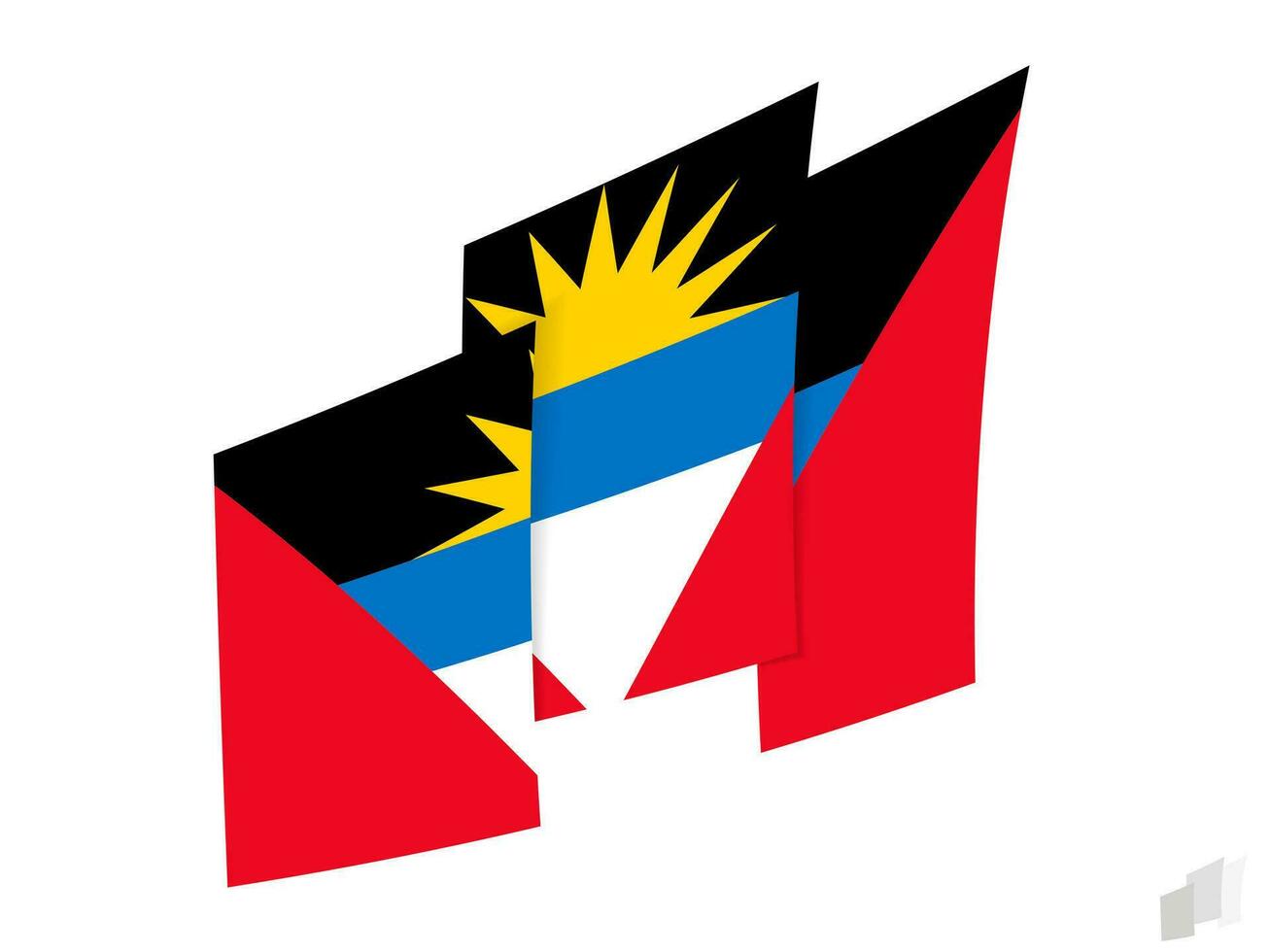 Antigua and Barbuda flag in an abstract ripped design. Modern design of the Antigua and Barbuda flag. vector