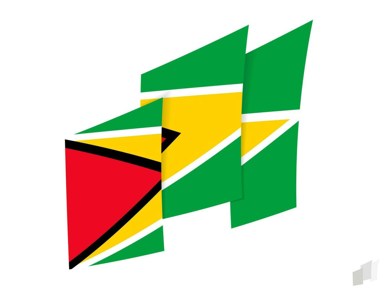 Guyana flag in an abstract ripped design. Modern design of the Guyana flag. vector