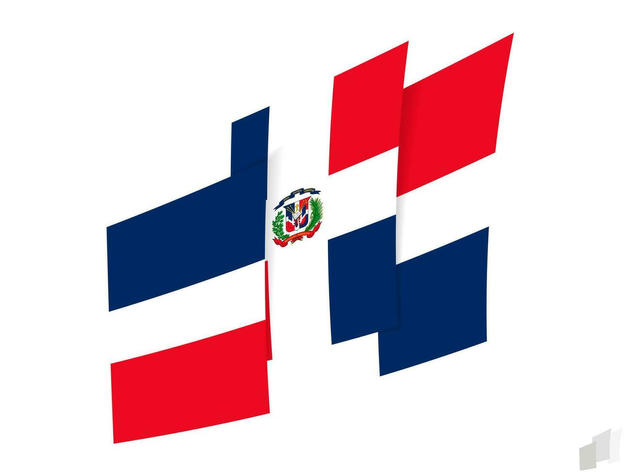 Dominican Republic flag in an abstract ripped design. Modern design of the Dominican Republic flag. vector