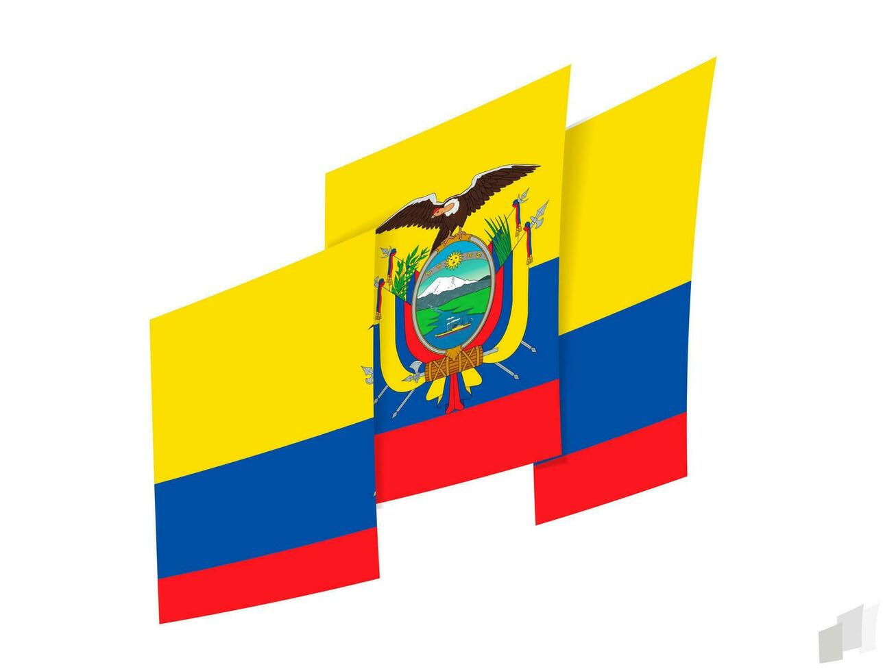 Ecuador flag in an abstract ripped design. Modern design of the Ecuador flag. vector