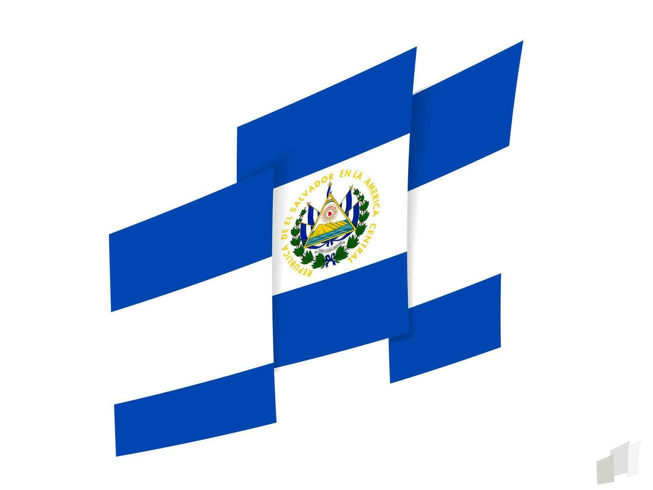 El Salvador flag in an abstract ripped design. Modern design of the El Salvador flag. vector