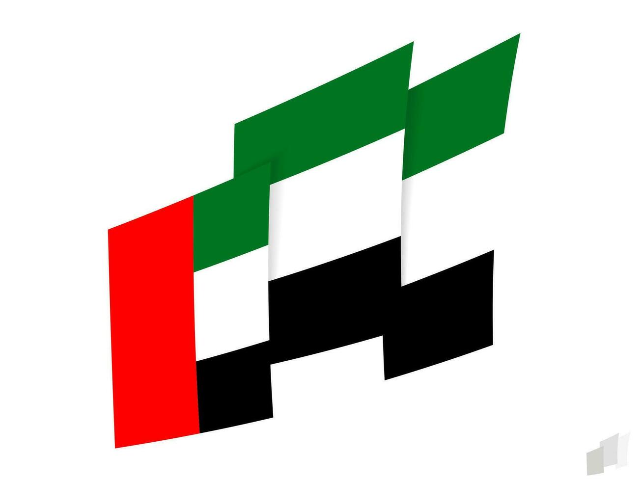 United Arab Emirates flag in an abstract ripped design. Modern design of the United Arab Emirates flag. vector