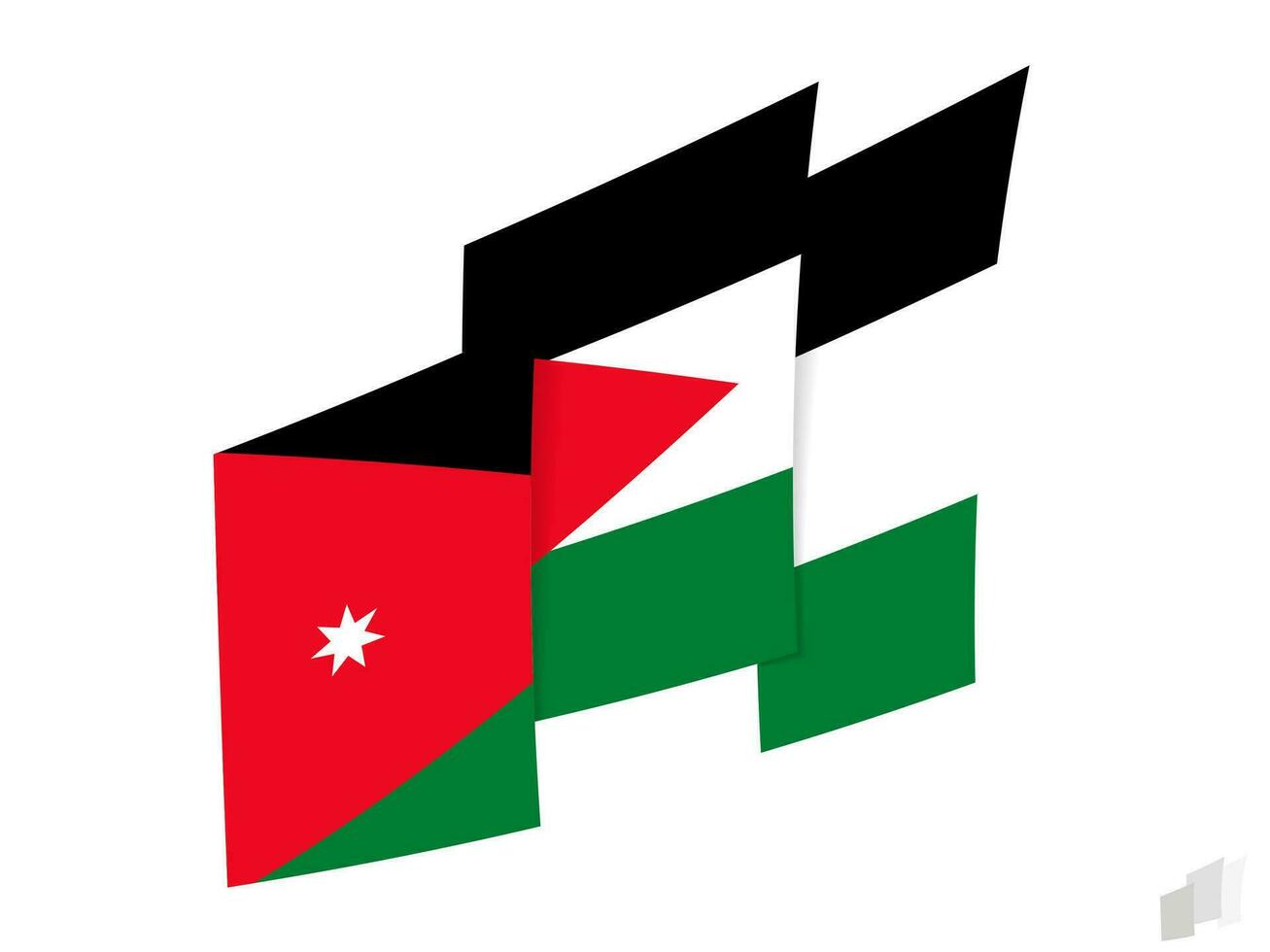 Jordan flag in an abstract ripped design. Modern design of the Jordan flag. vector