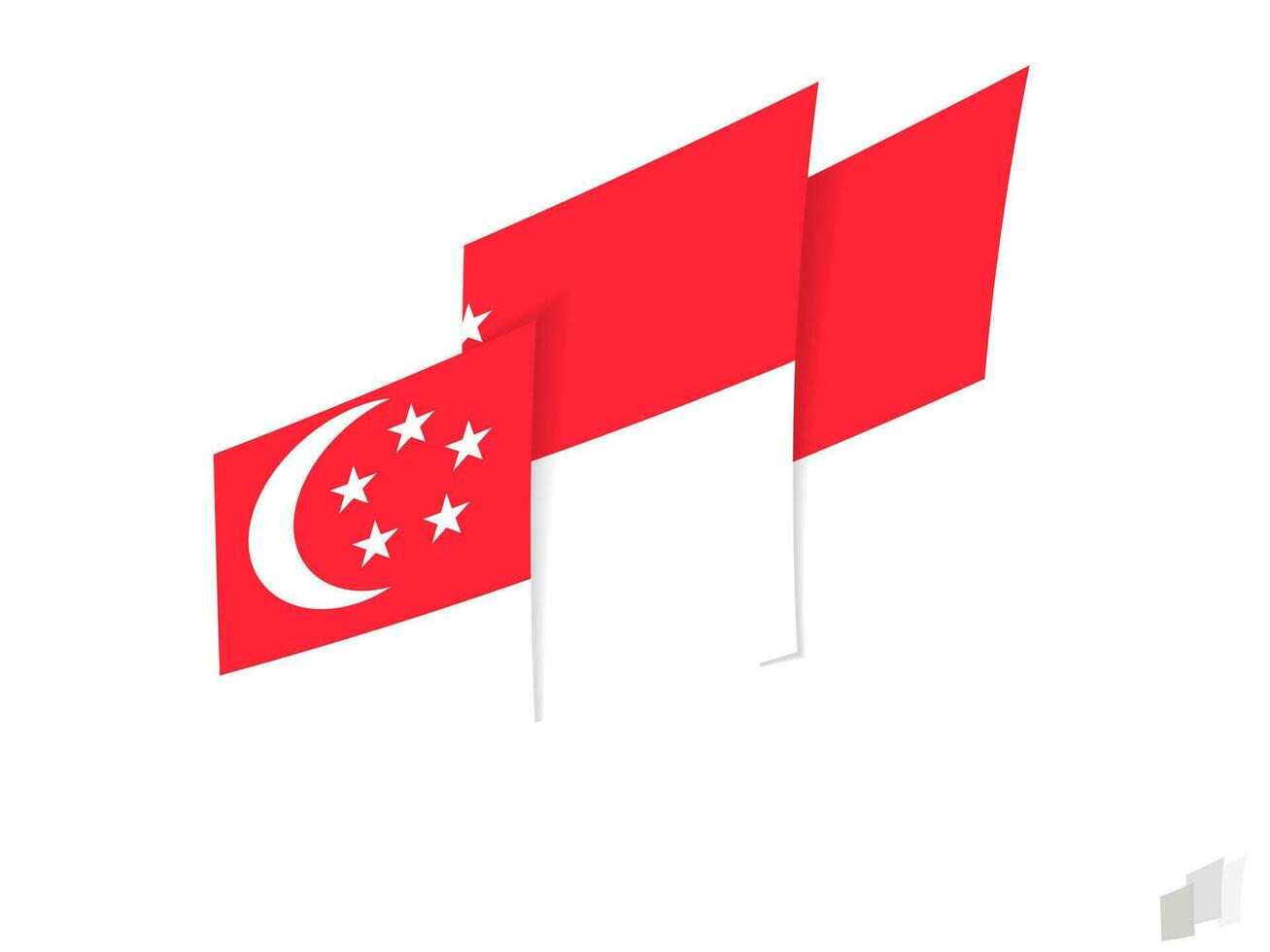 Singapore flag in an abstract ripped design. Modern design of the Singapore flag. vector