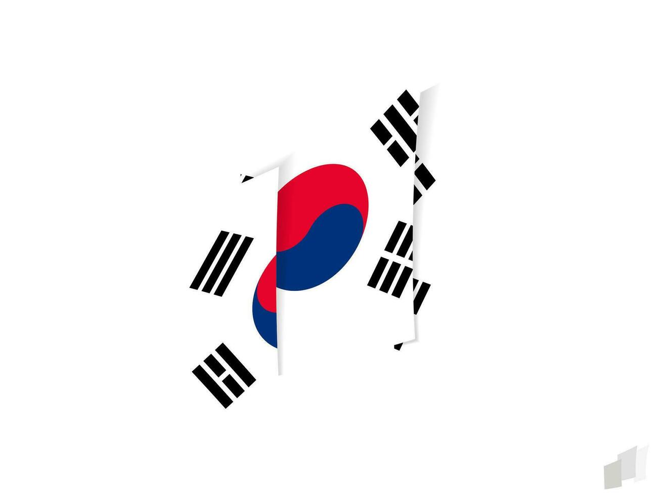 South Korea flag in an abstract ripped design. Modern design of the South Korea flag. vector