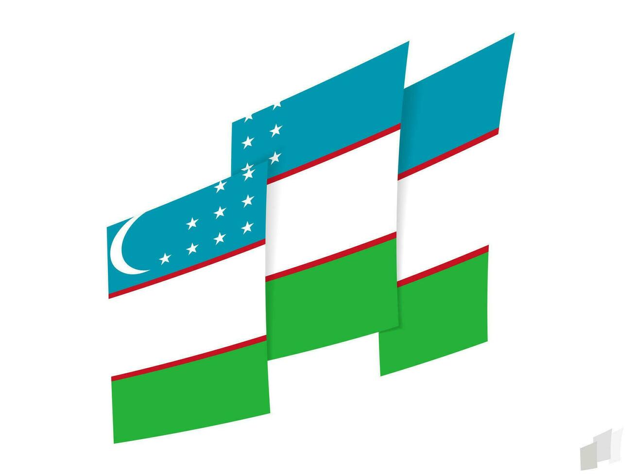 Uzbekistan flag in an abstract ripped design. Modern design of the Uzbekistan flag. vector