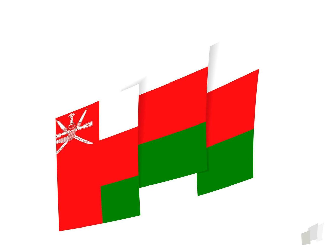 Oman flag in an abstract ripped design. Modern design of the Oman flag. vector