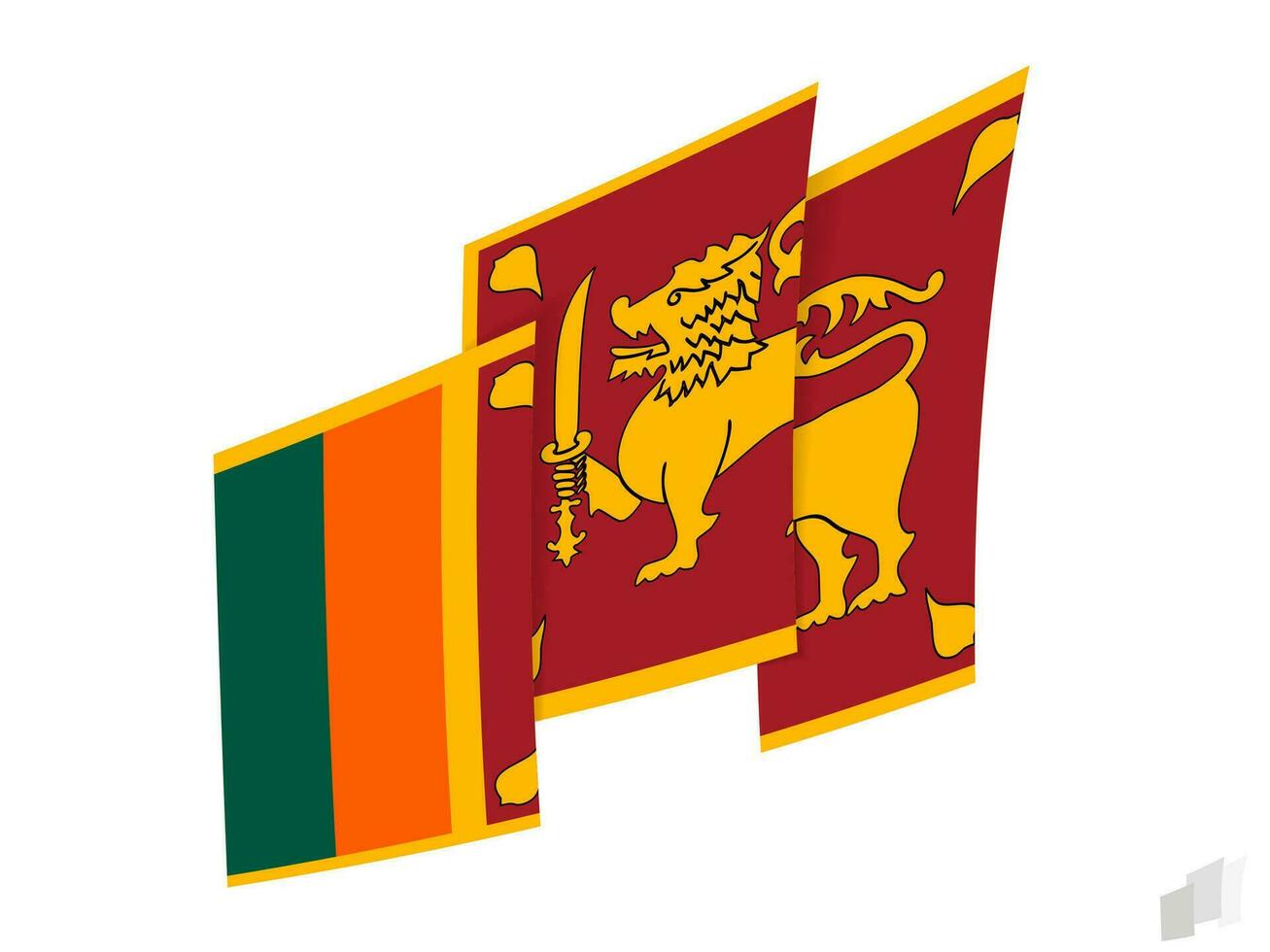 Sri Lanka flag in an abstract ripped design. Modern design of the Sri Lanka flag. vector