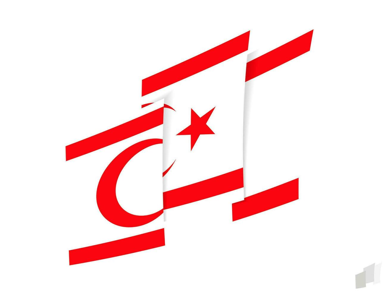 Northern Cyprus flag in an abstract ripped design. Modern design of the Northern Cyprus flag. vector