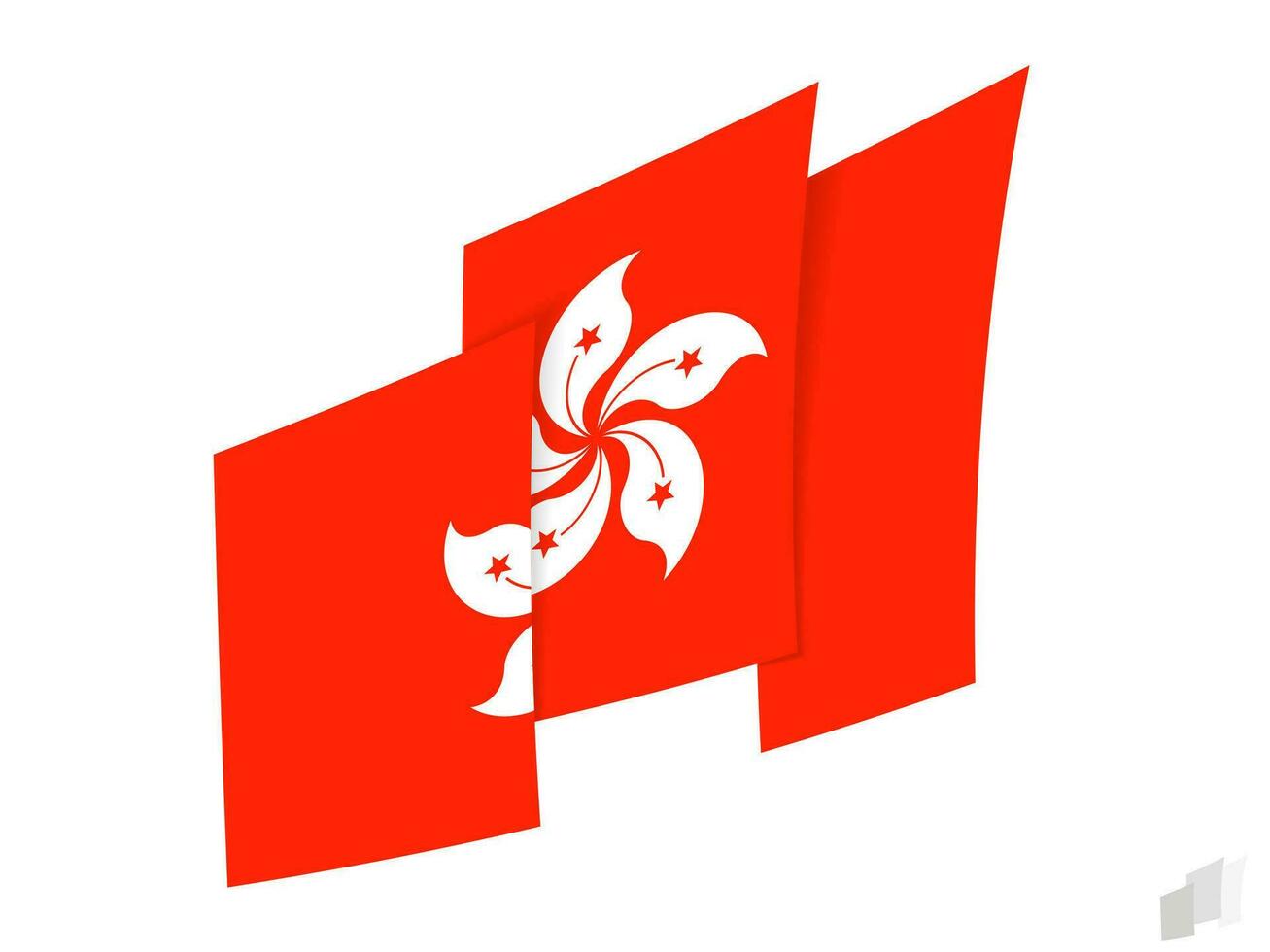 Hong Kong flag in an abstract ripped design. Modern design of the Hong Kong flag. vector