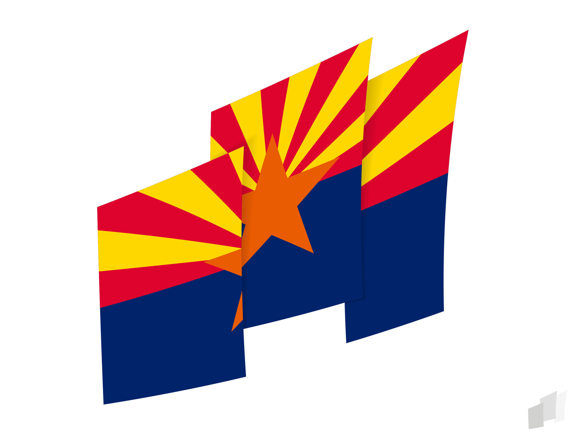 Arizona flag in an abstract ripped design. Modern design of the Arizona