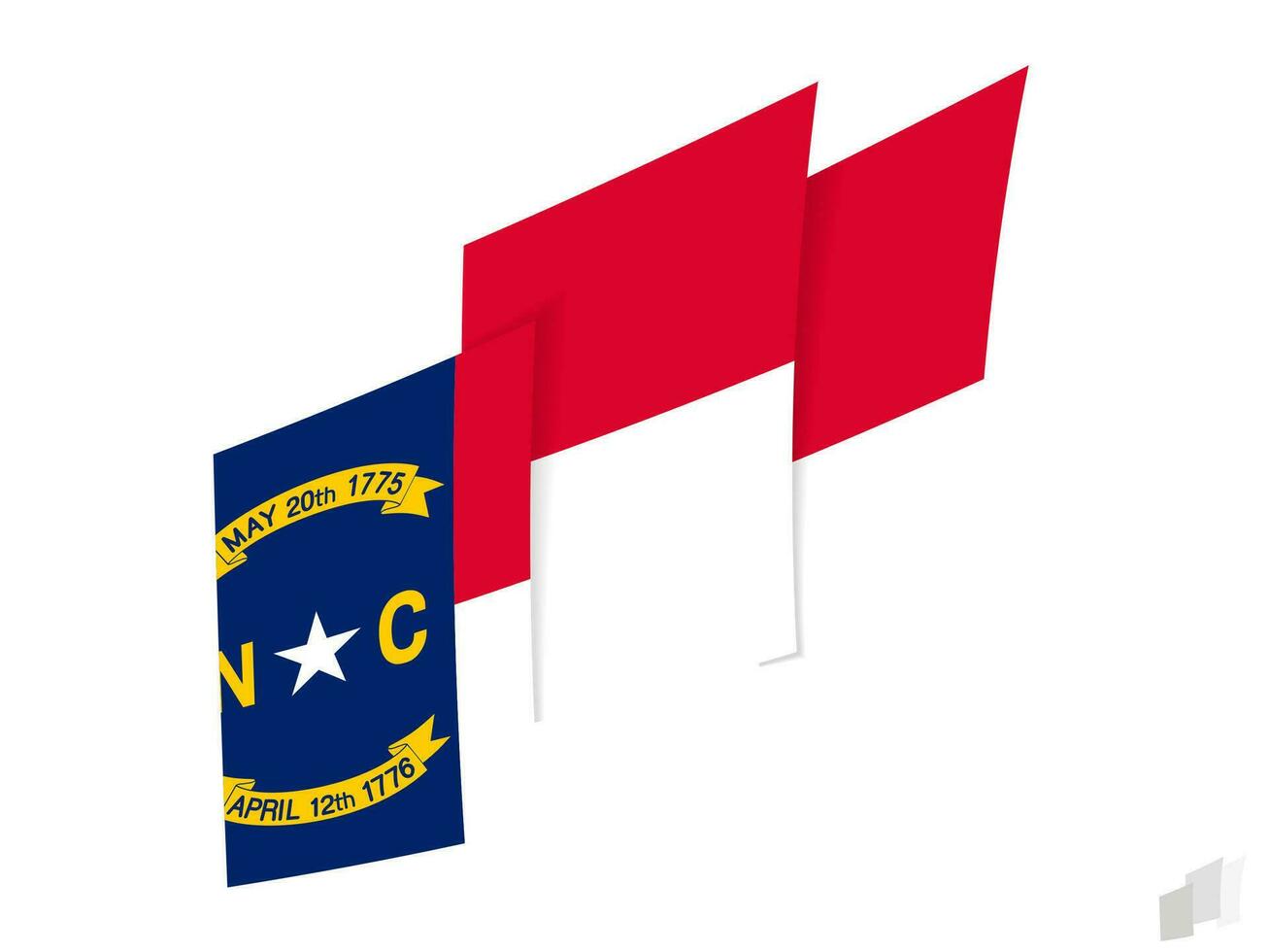 North Carolina flag in an abstract ripped design. Modern design of the North Carolina flag. vector