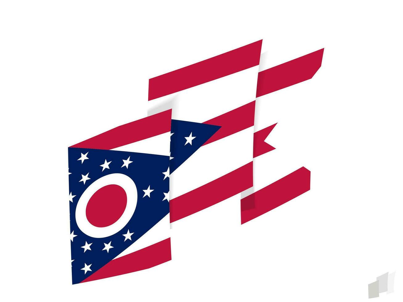 Ohio flag in an abstract ripped design. Modern design of the Ohio flag. vector