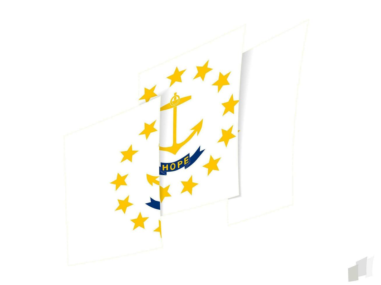 Rhode Island flag in an abstract ripped design. Modern design of the Rhode Island flag. vector