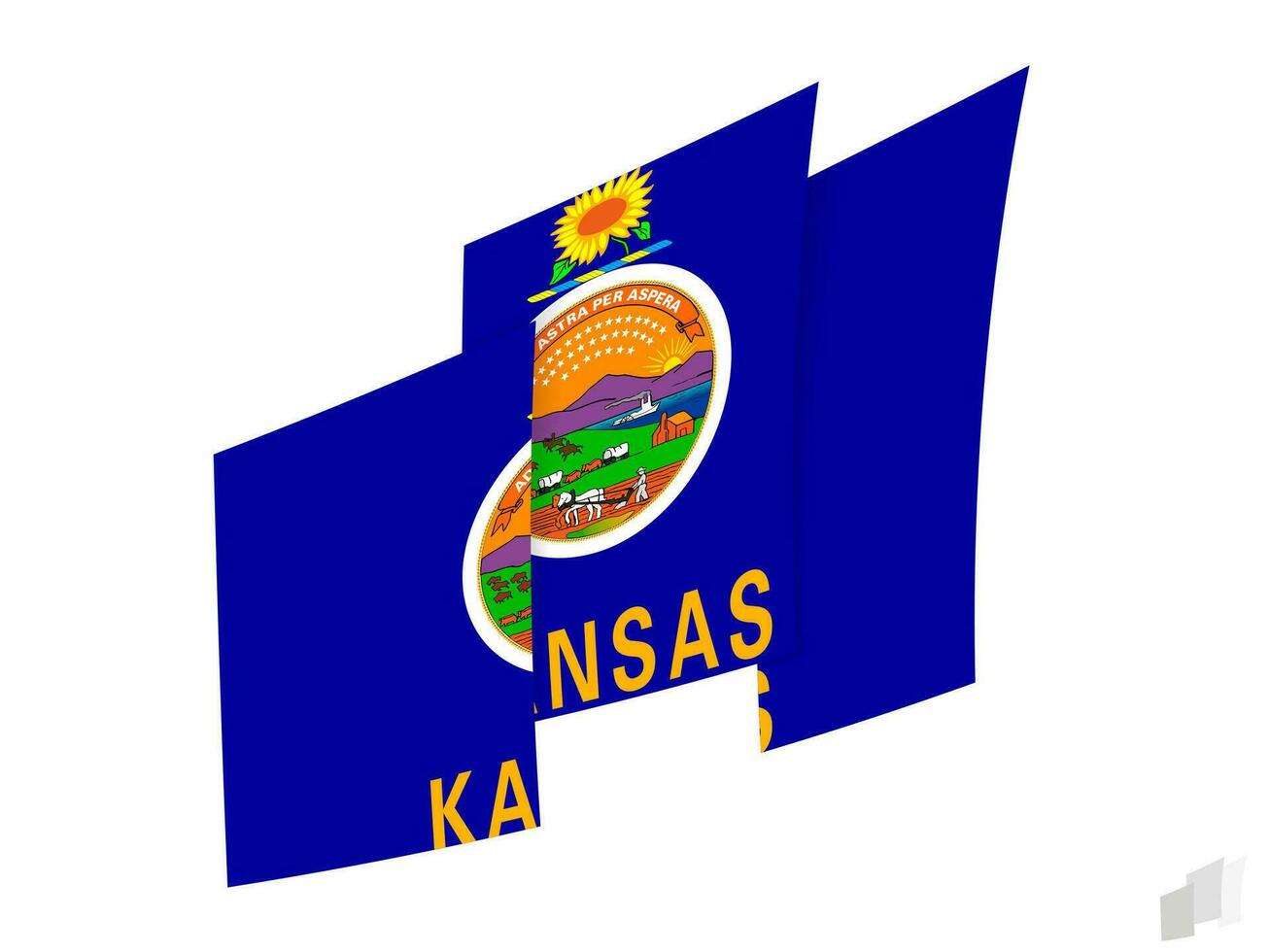 Kansas flag in an abstract ripped design. Modern design of the Kansas flag. vector