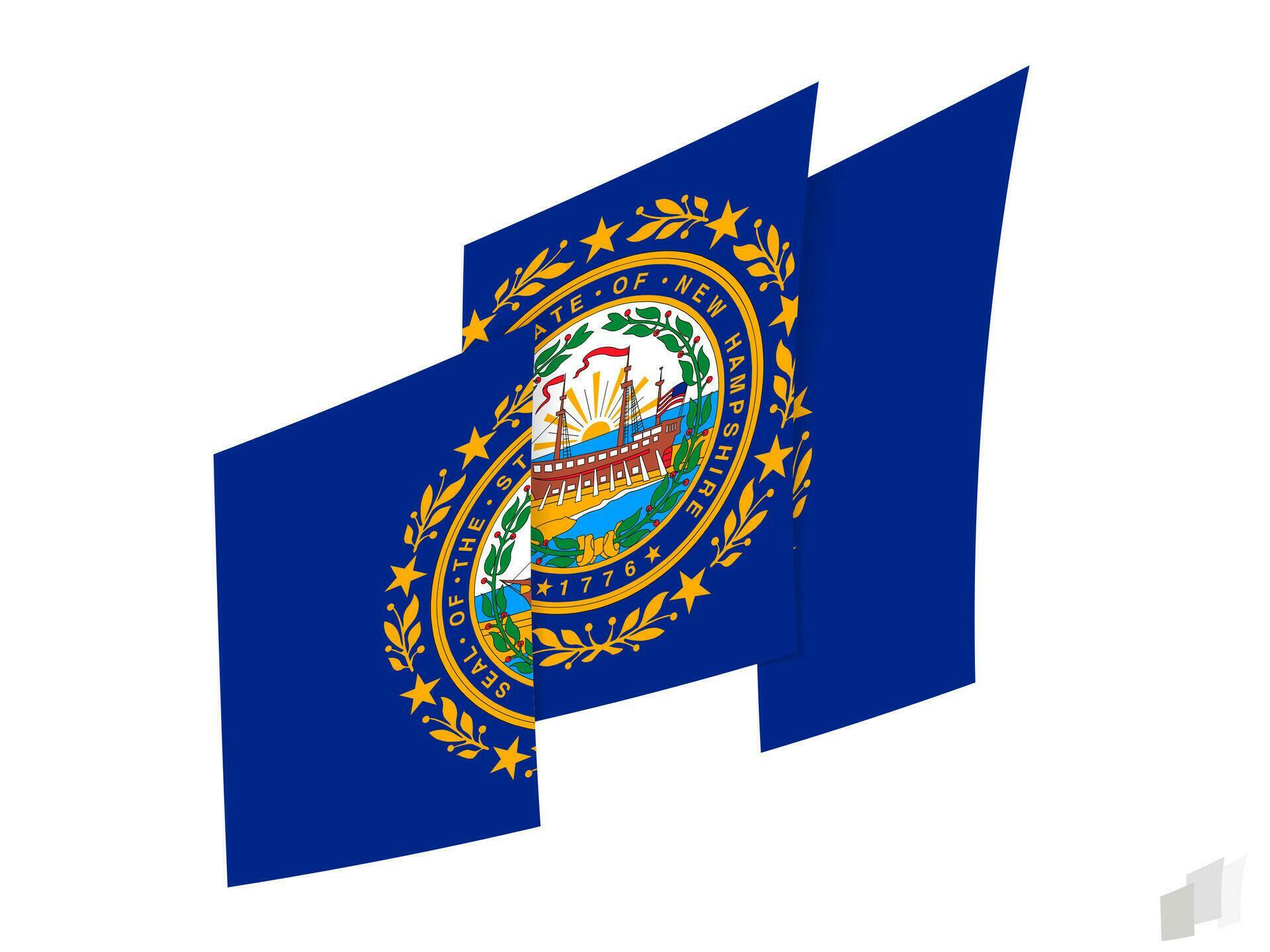 New Hampshire flag in an abstract ripped design. Modern design of the
