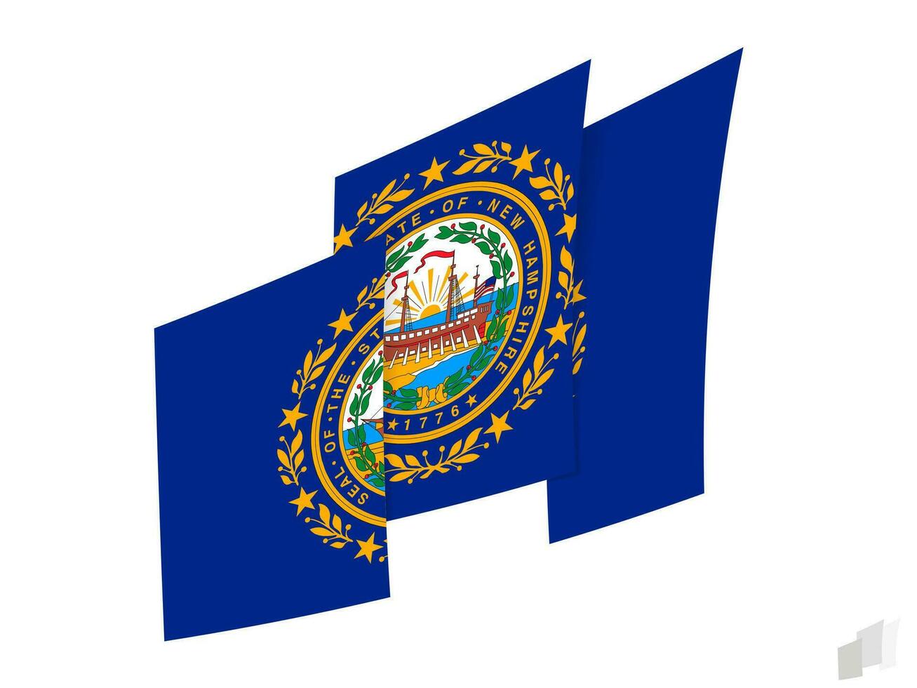 New Hampshire flag in an abstract ripped design. Modern design of the New Hampshire flag. vector