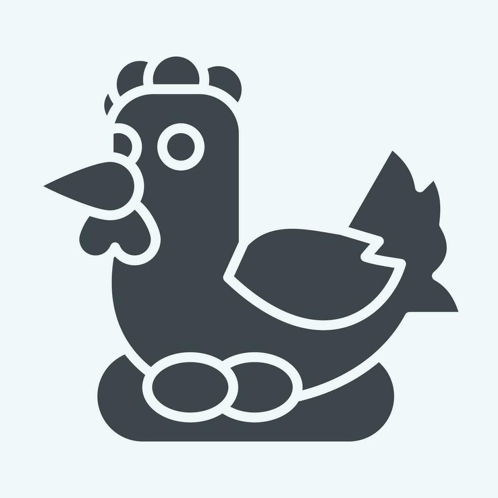 Icon Chicken. related to Agriculture symbol. glyph style. simple design editable. simple illustration vector