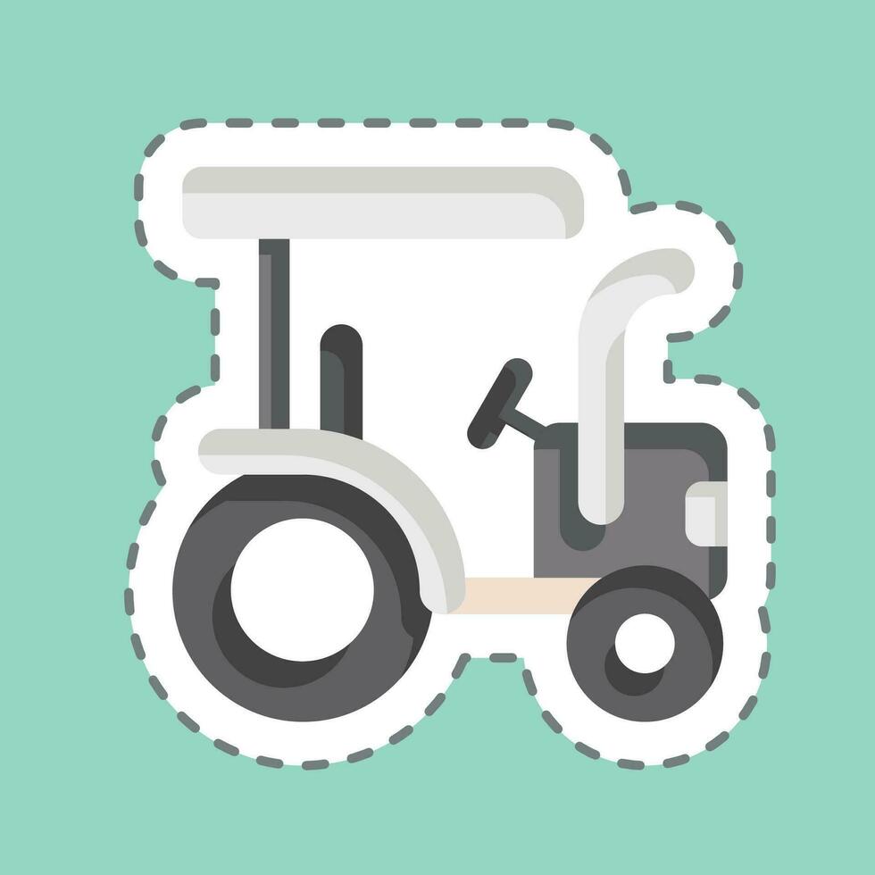 Sticker line cut Tractor. related to Agriculture symbol. simple design editable. simple illustration vector