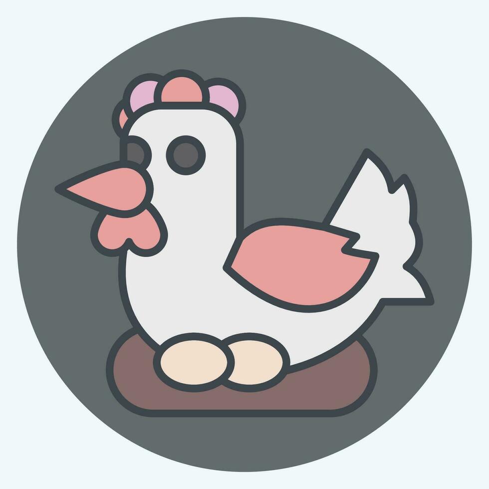 Icon Chicken. related to Agriculture symbol. color mate style. simple design editable. simple illustration vector
