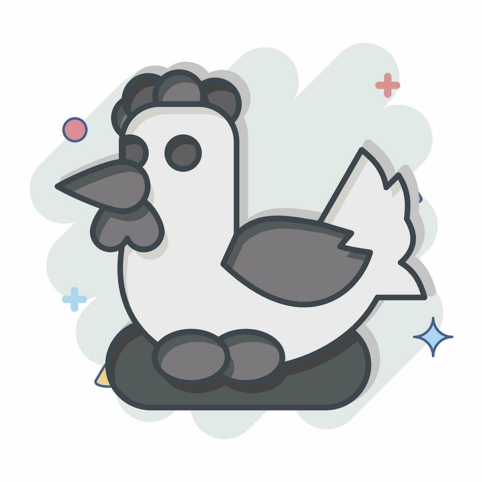 Icon Chicken. related to Agriculture symbol. comic style. simple design editable. simple illustration vector