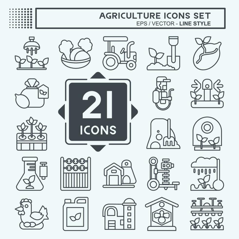 Icon Set Agriculture. related to Education symbol. line style. simple design editable. simple illustration vector