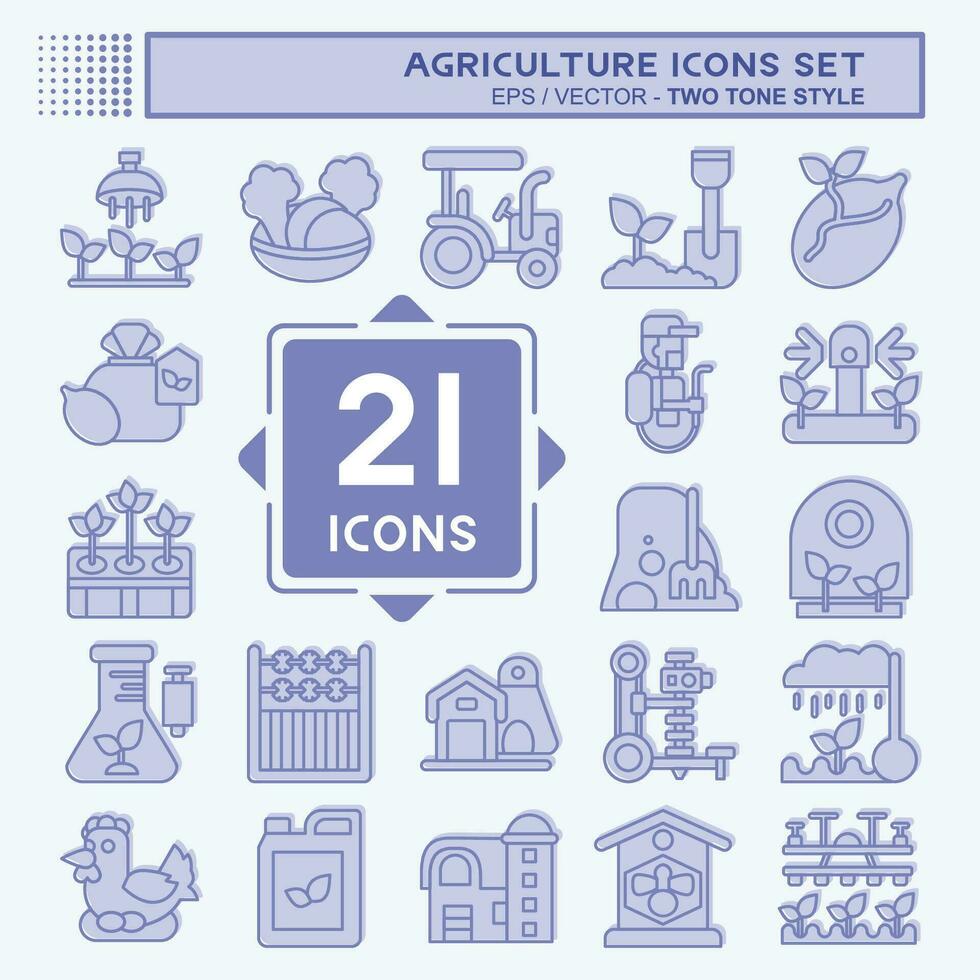 Icon Set Agriculture. related to Education symbol. two tone style. simple design editable. simple illustration vector