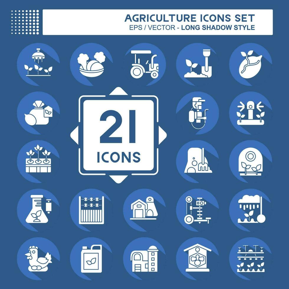 Icon Set Agriculture. related to Education symbol. long shadow style. simple design editable. simple illustration vector