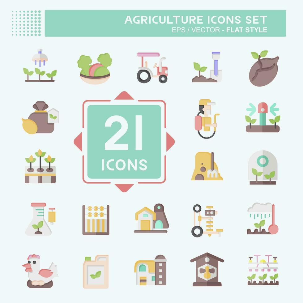 Icon Set Agriculture. related to Education symbol. flat style. simple design editable. simple illustration vector