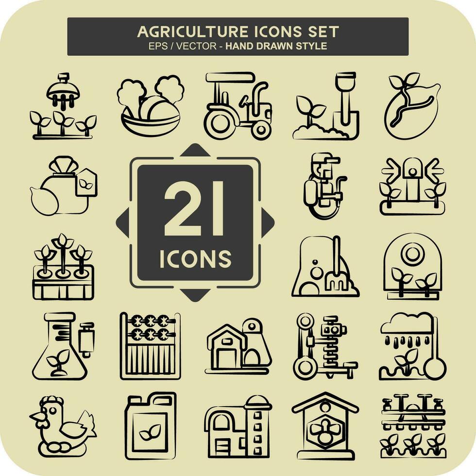 Icon Set Agriculture. related to Education symbol. hand drawn style. simple design editable. simple illustration vector