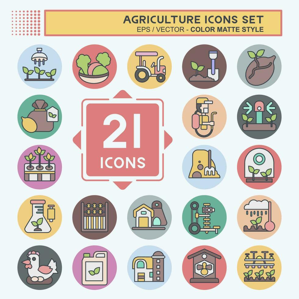 Icon Set Agriculture. related to Education symbol. color mate style. simple design editable. simple illustration vector