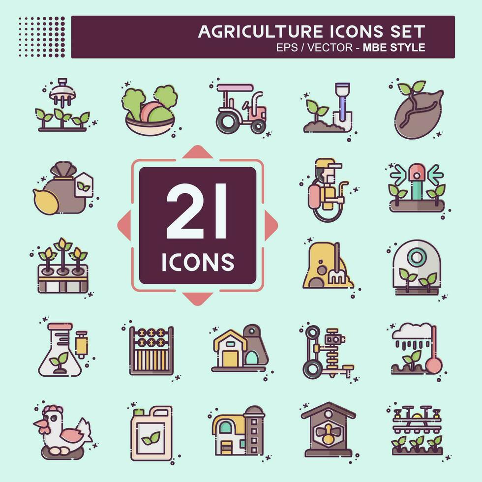 Icon Set Agriculture. related to Education symbol. MBE style. simple design editable. simple illustration vector