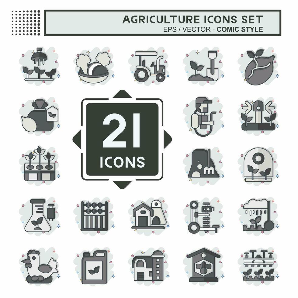 icono conjunto agricultura. relacionado a educación símbolo. cómic estilo. sencillo diseño editable. sencillo ilustración vector