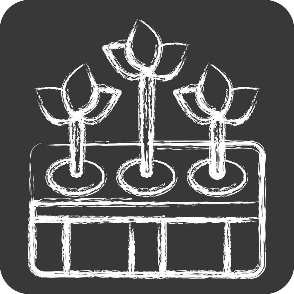 Icon Hydroponic Gardening. related to Agriculture symbol. chalk Style. simple design editable. simple illustration vector