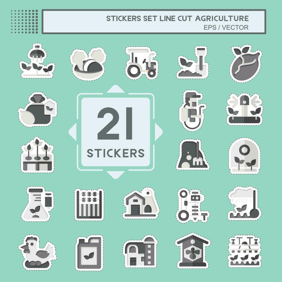 Sticker line cut Set Agriculture. related to Agriculture symbol. simple design editable. simple illustration vector