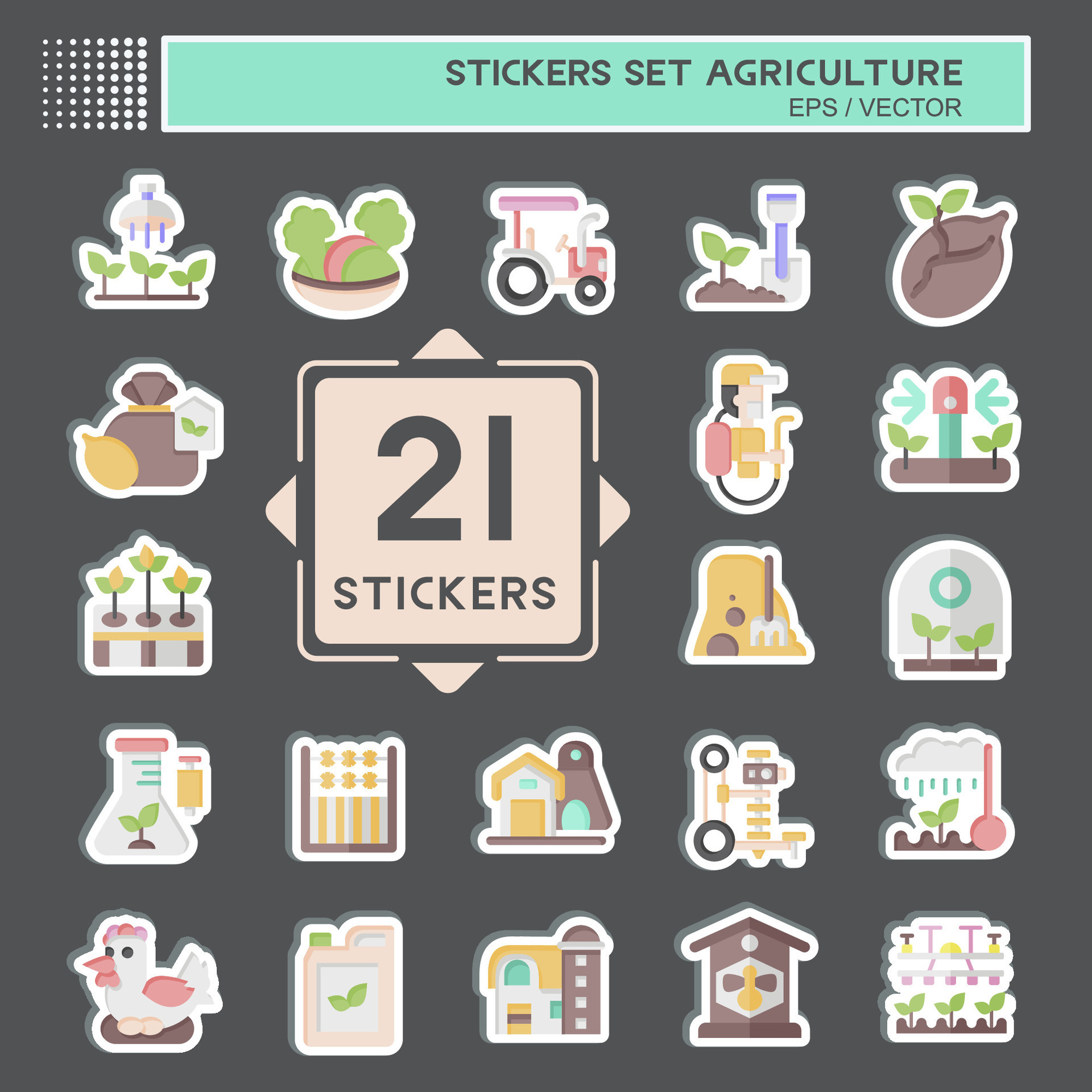 Sticker Set Agriculture. related to Agriculture symbol. simple design