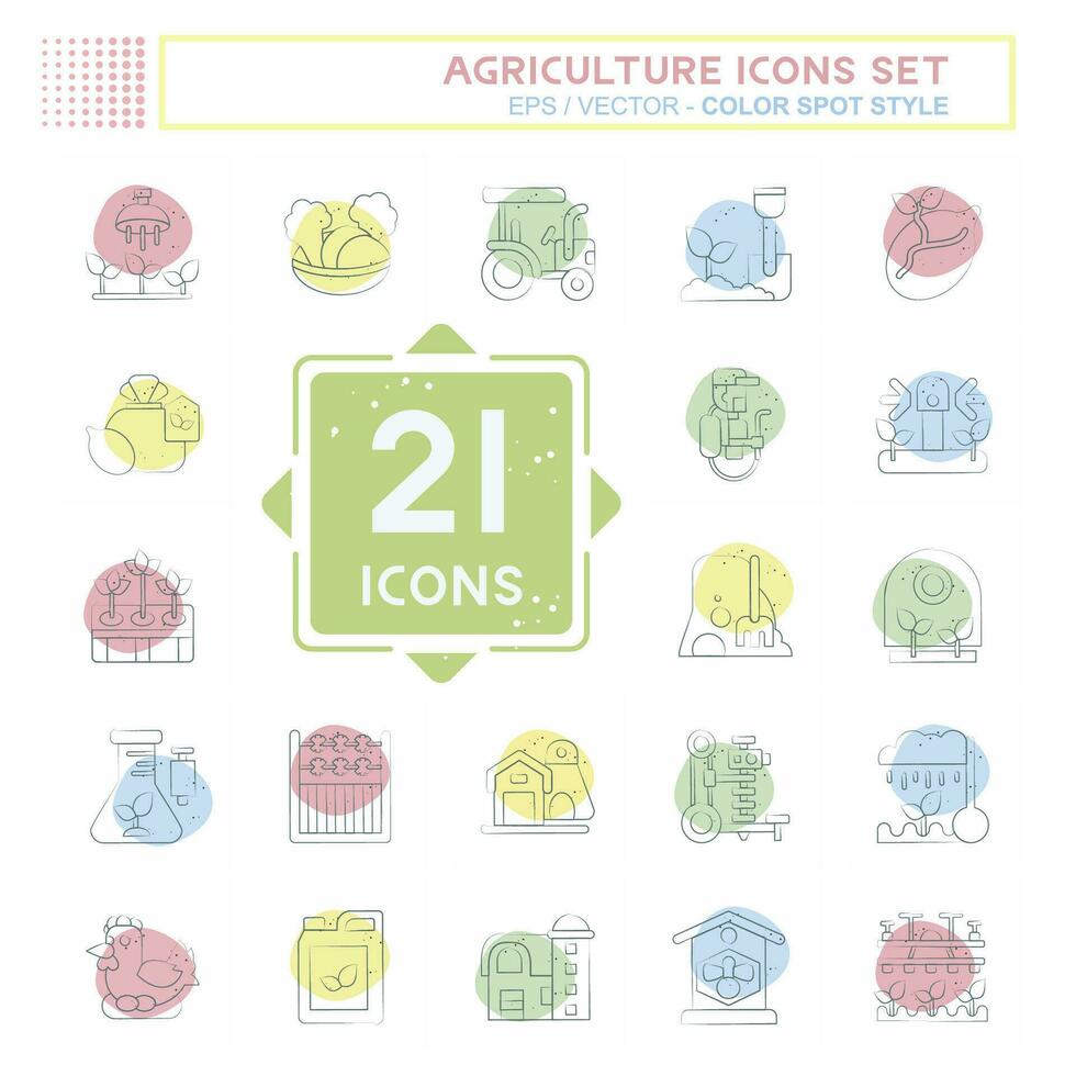 Icon Set Agriculture. related to Education symbol. Color Spot Style. simple design editable. simple illustration vector