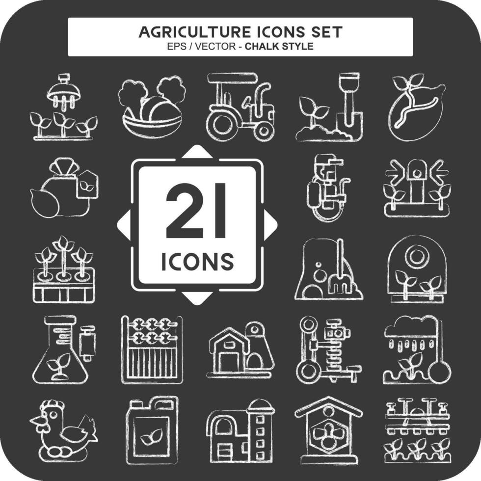 Icon Set Agriculture. related to Education symbol. chalk Style. simple design editable. simple illustration vector