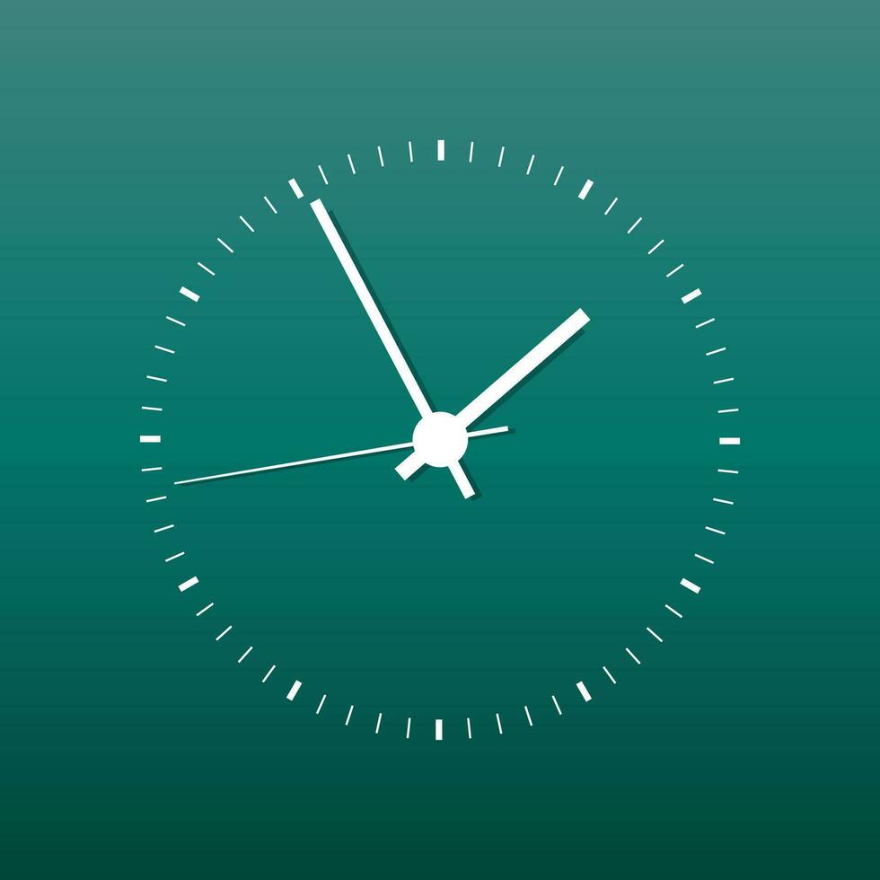 Clock icon vector illustration. Office clock on green background.