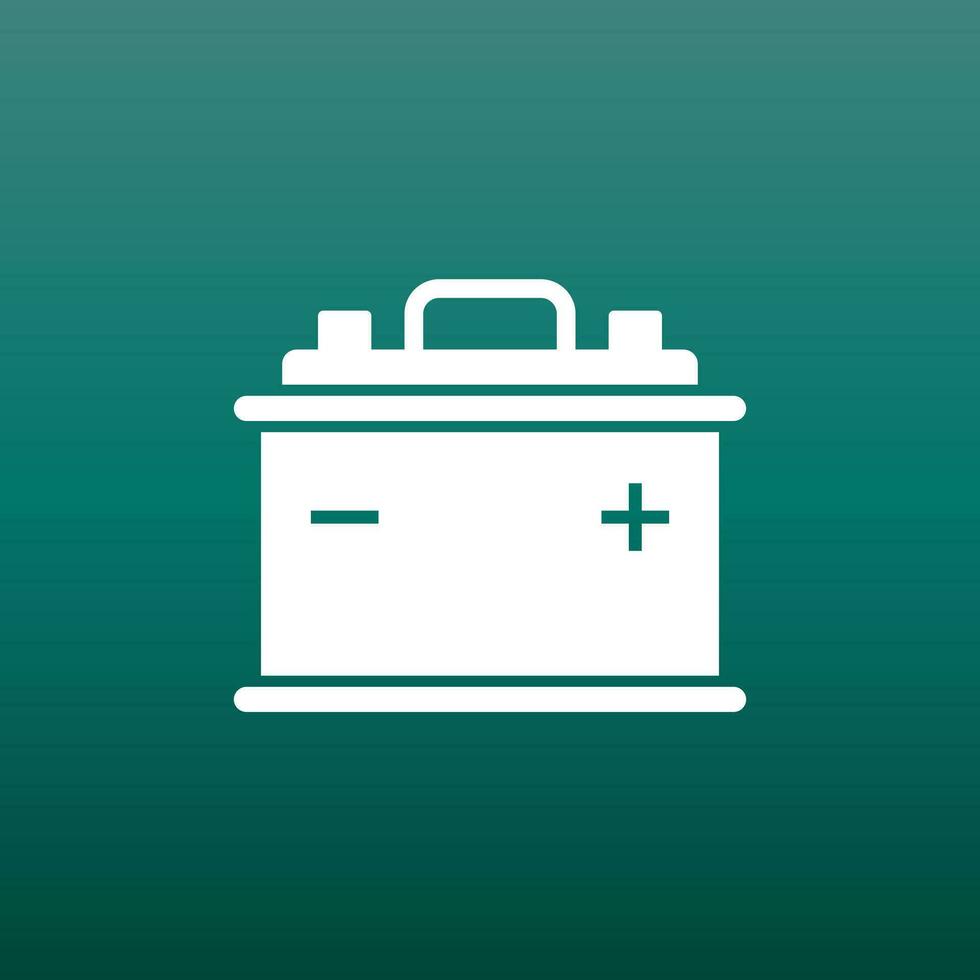 Car battery flat vector icon on green background. Auto accumulator battery energy power illustration.