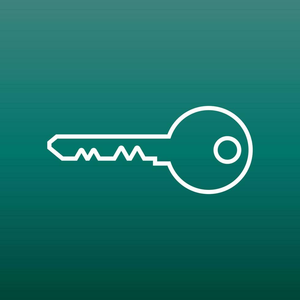 Key Icon vector illustration in flat style on green background. Unlock line symbol for web site design, logo, app, ui.