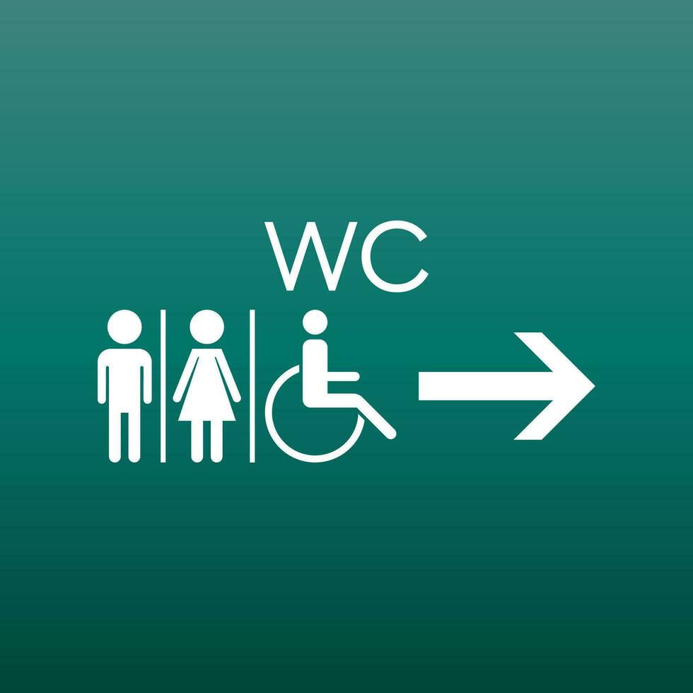 WC, baño plano vector icono . hombres y mujer firmar para Area de aseo en verde antecedentes.