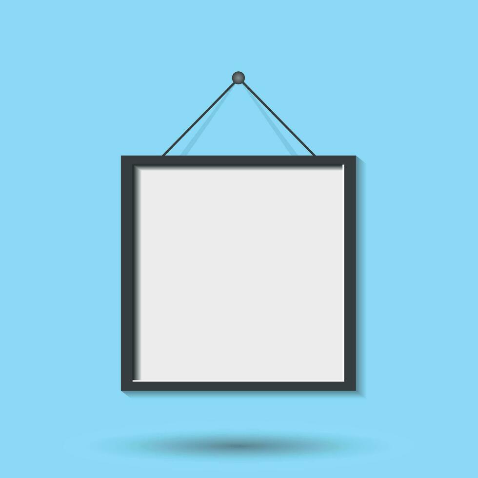 Realistic photo frame isolated on blue background. Pictures frame vector illustration.